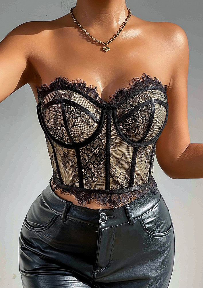 Strapless Black Corsetry Top