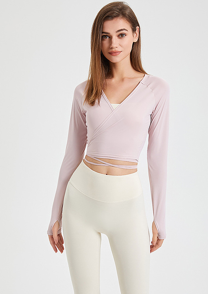 Pink Wrap-up Sports Top W/ Thumbholes