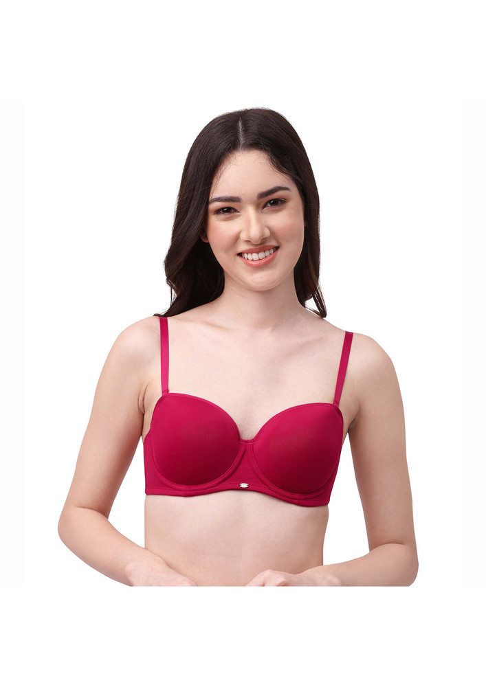 Soie Woman's Medium Coverage Padded Wired Strapless Bra with Detachable Straps