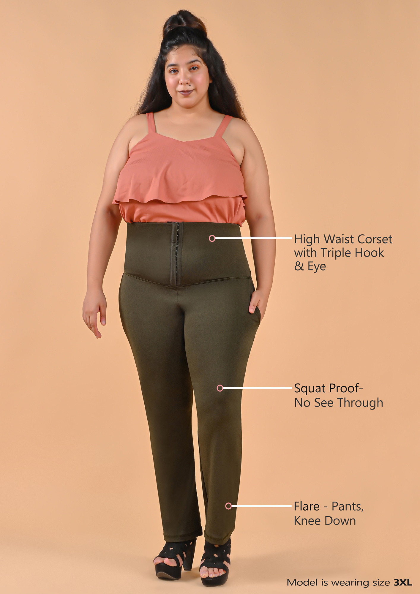 Buy Bellofox Women High Waist Corset Yoga Pants-Olive Green for Women  Online in India