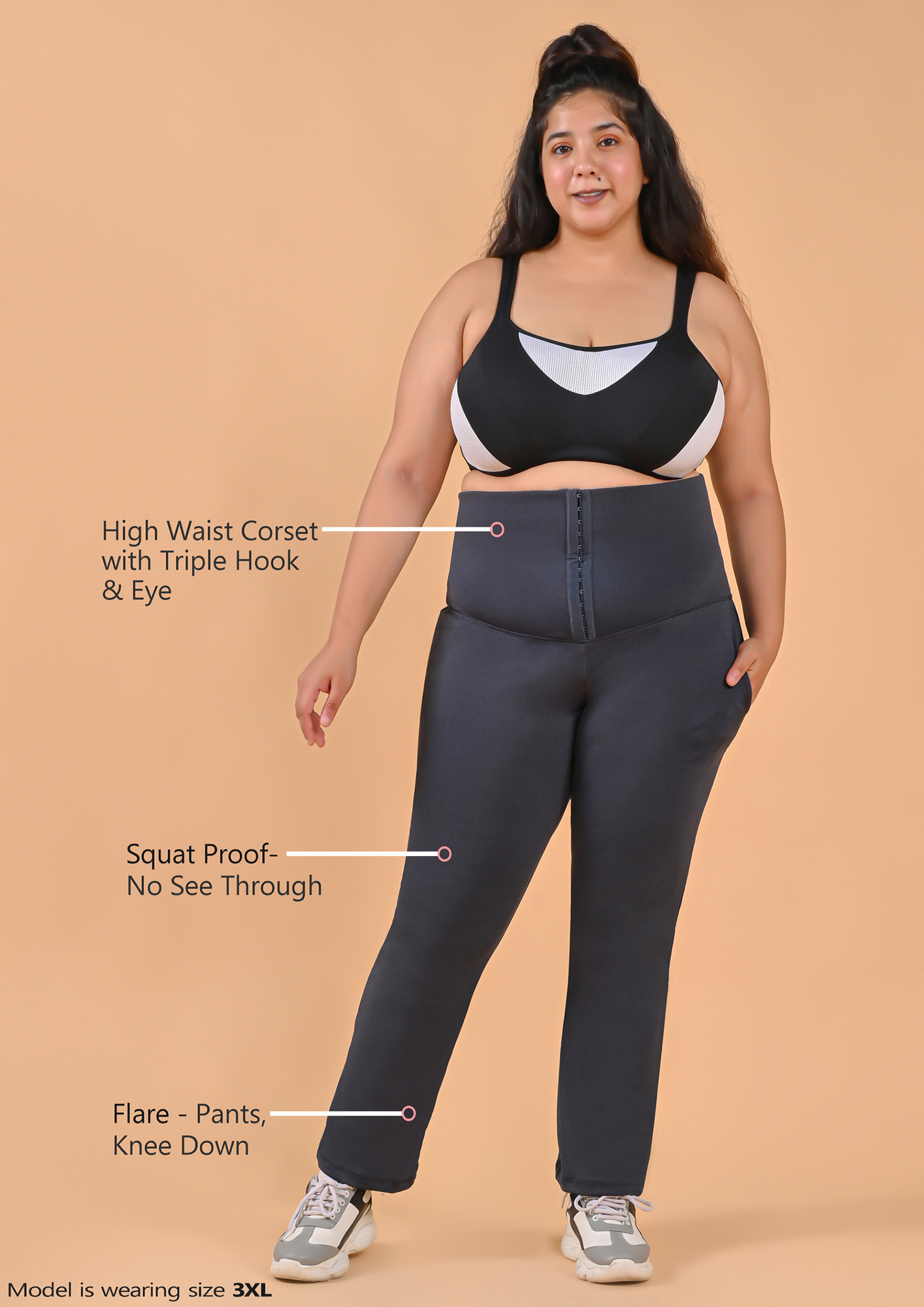 Bellofox Women High Waist Corset Yoga Pants-Grey
