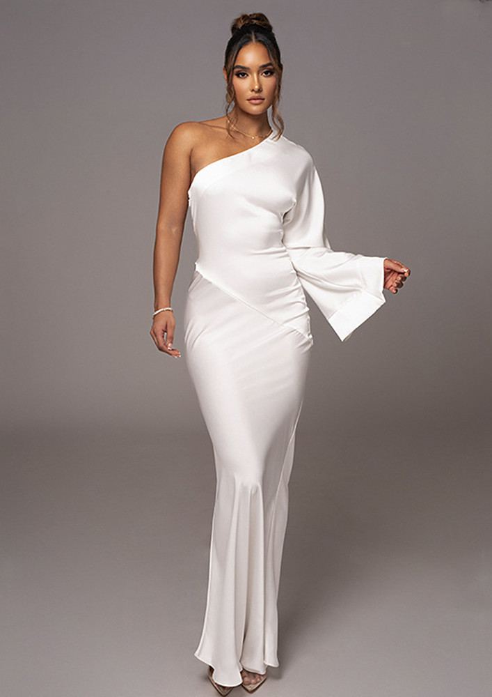 Asymmetrical White Long Dress