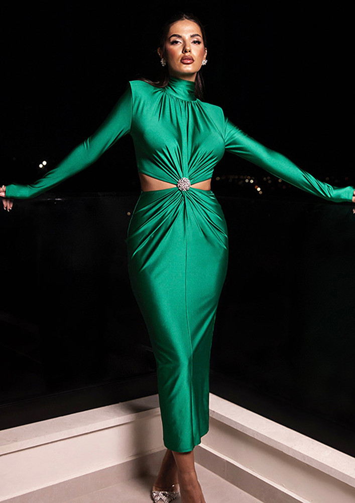 Green Twisted Cut-out Detail Dress