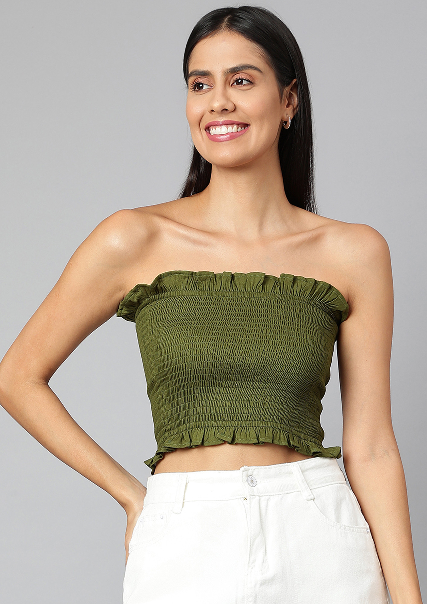 FINSBURY LONDON TUBE TOP - OLIVE
