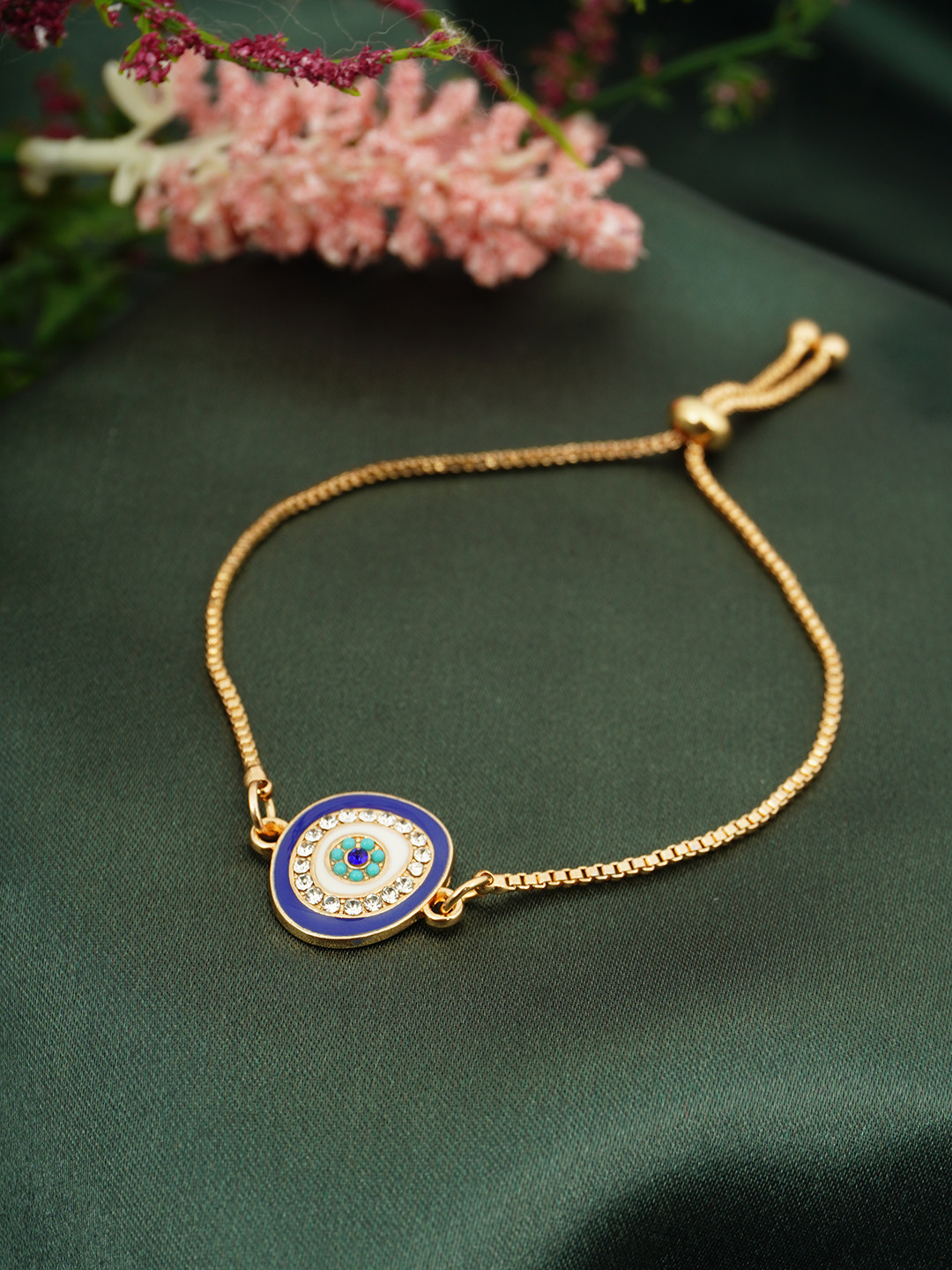 Crystal Evil Eye Gold Chain Bracelet