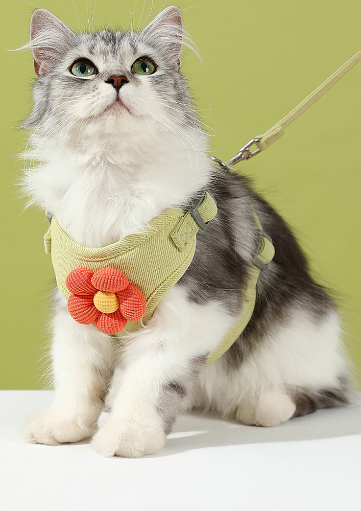Light Green Floral Design Cat Harness