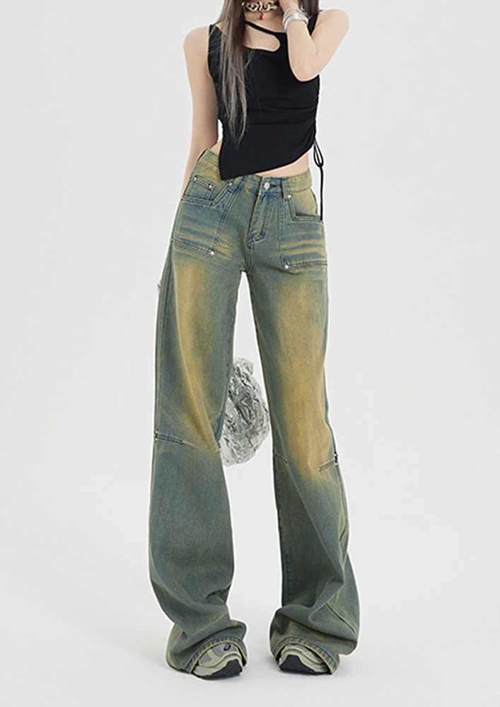 Dusty Green Ultra-wide Jeans