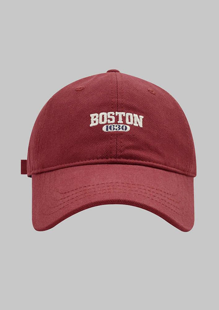 LETTER EMBROIDEREY RED COTTON CAP