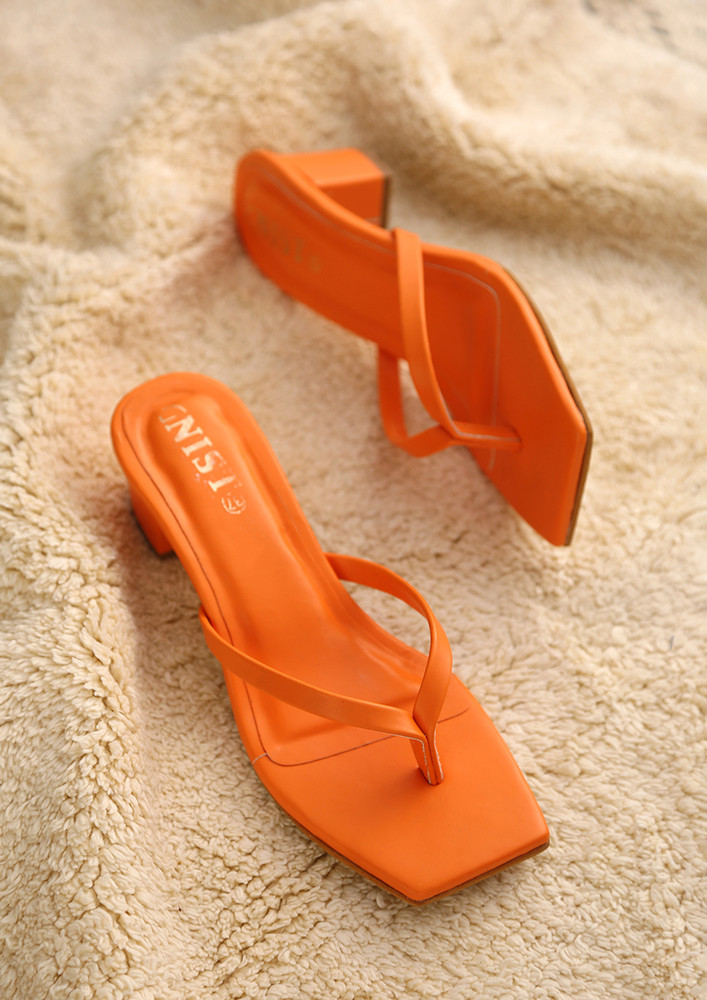 GNIST Orange V shape Block Heel