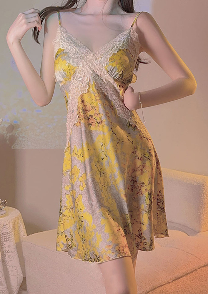 Printed Yellow Slip Nightdress