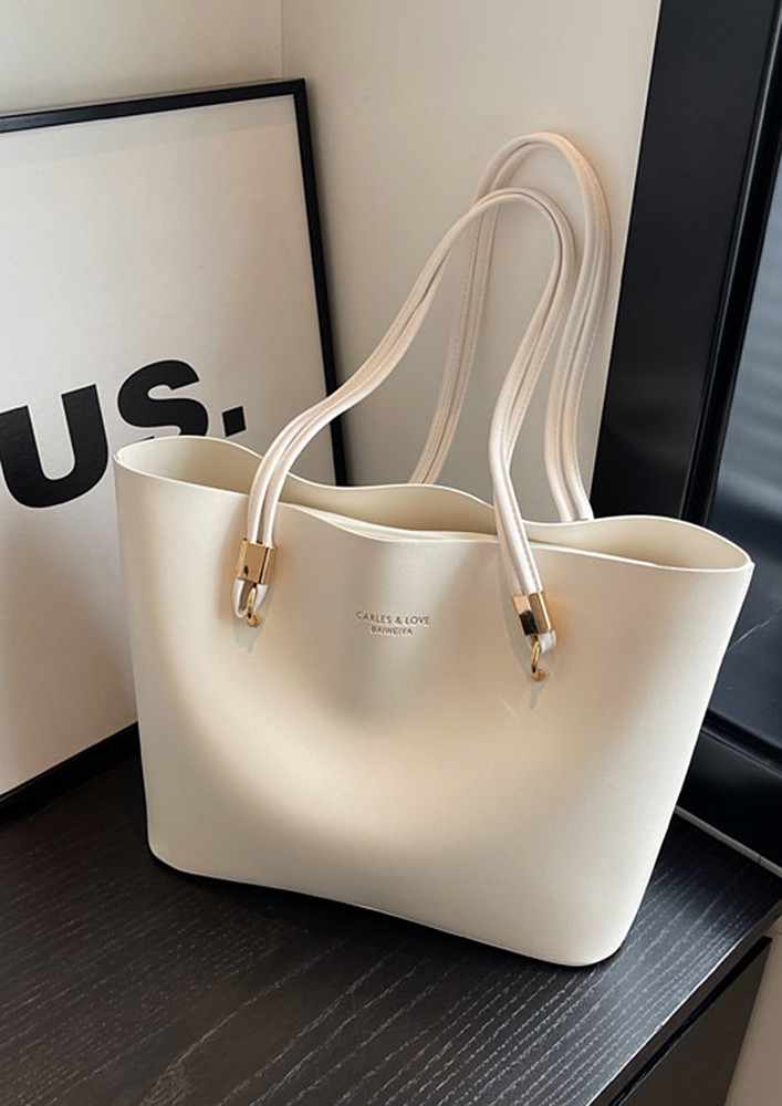 LAYERED DOUBLE STRAP OFF-WHITE TOTE BAG