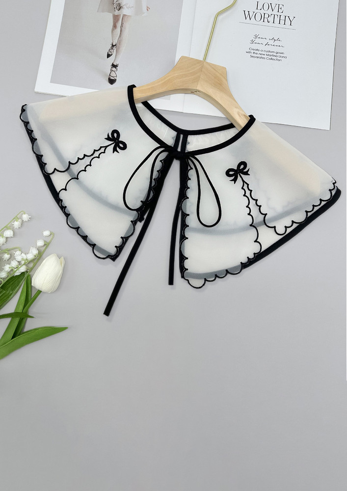 DECORATIVE CONTRAST BOW-DETAIL COLLAR
