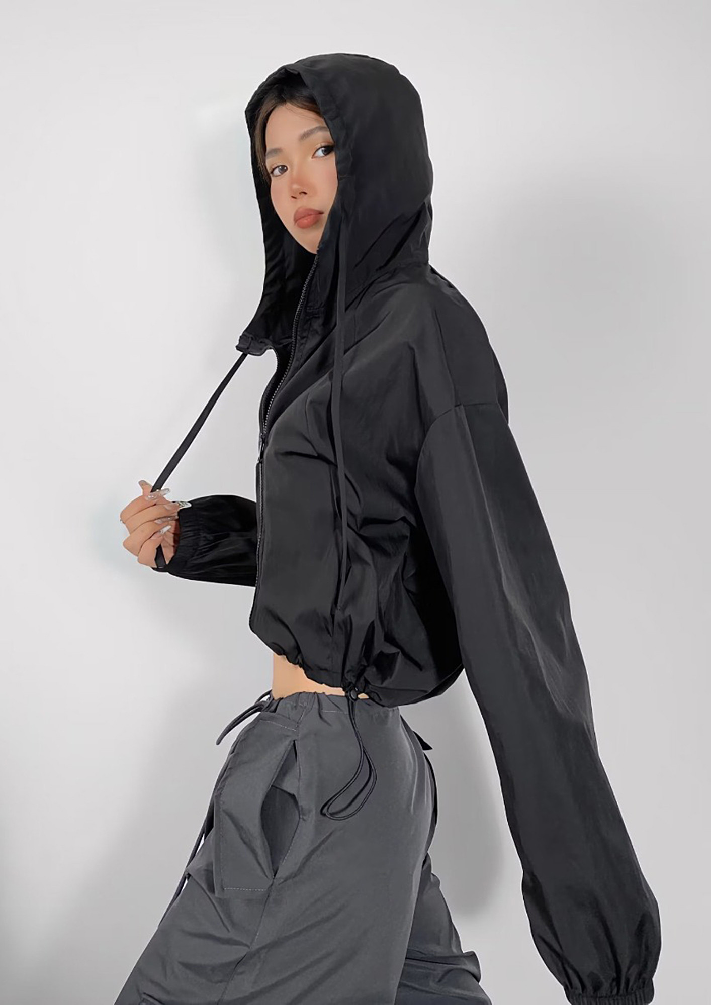 Women's Nike Gray Team USA Media Day Oversized Cropped Hoodie Performance  Full-Zip Jacket