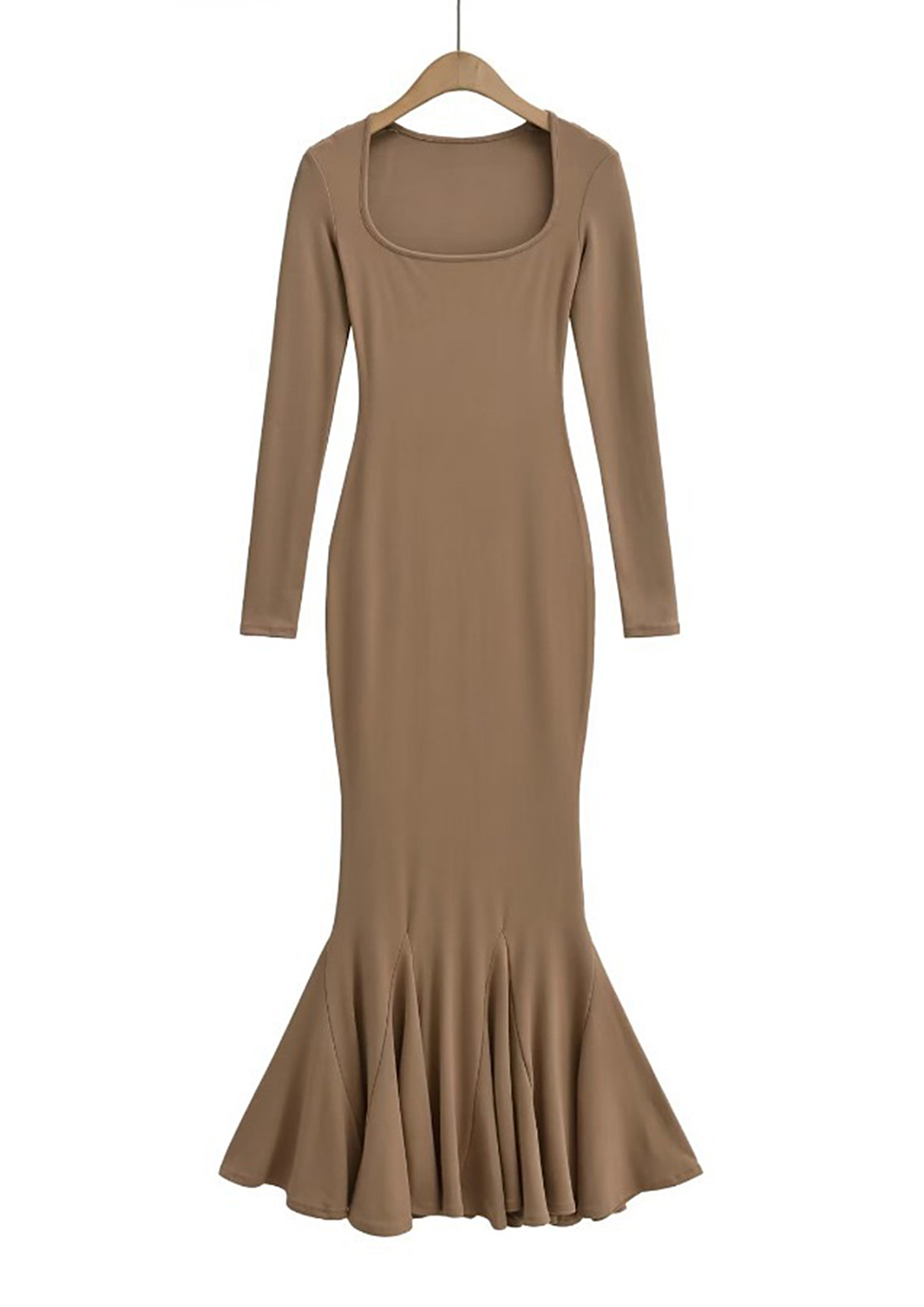 Amazon.com: Dresses for Women - Off Shoulder Ruched Bust Mermaid Hem Dress  (Color : Coffee Brown, Size : X-Large) : Clothing, Shoes & Jewelry