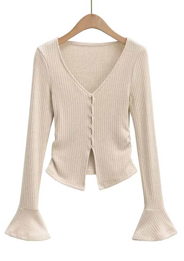 APRICOT BUTTON-DOWN CARDIGAN STYLE TOP