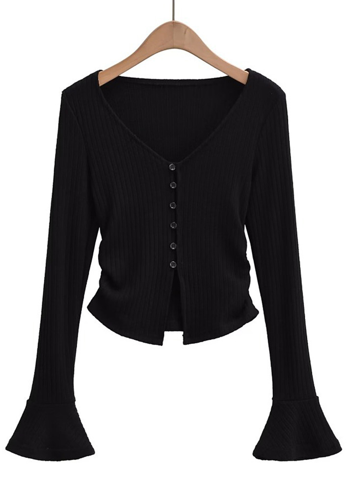 BLACK BUTTON-DOWN CARDIGAN STYLE TOP