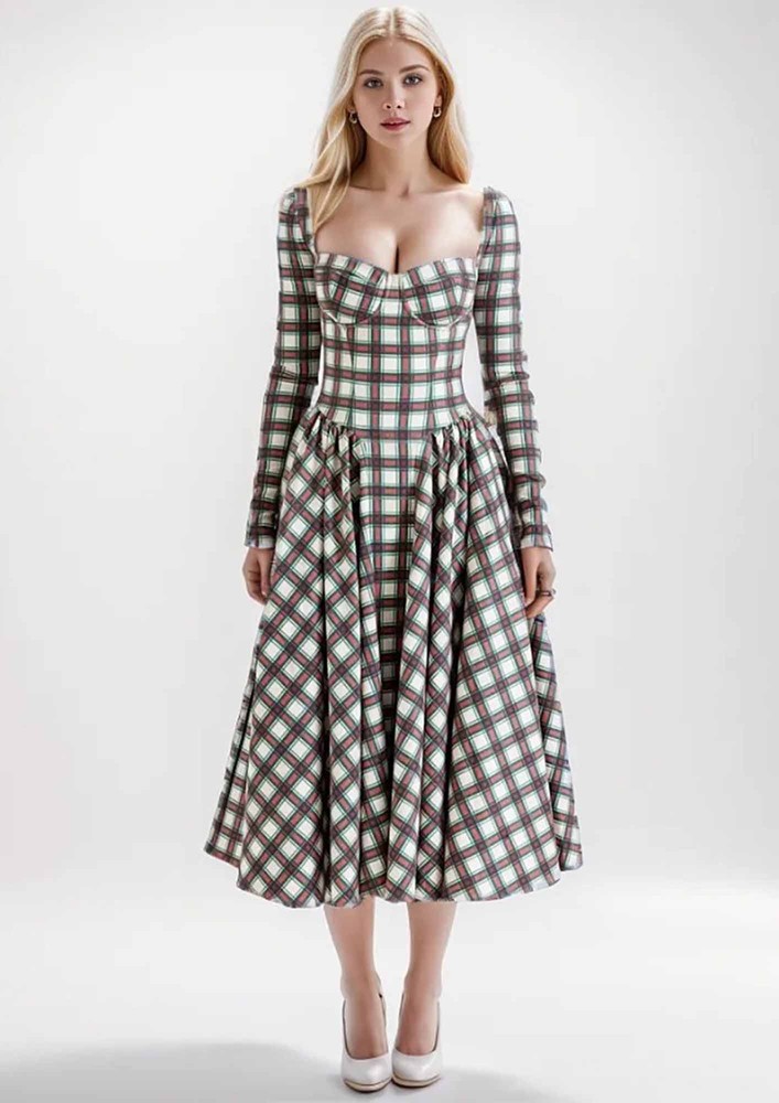 A-line Printed Sweetheart Neck Dress