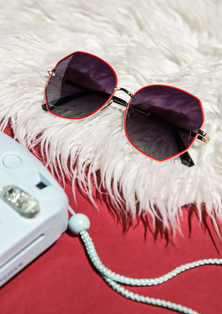 DON'T OVERTHINK STYLE RED GREY RETRO SUNGLASSES