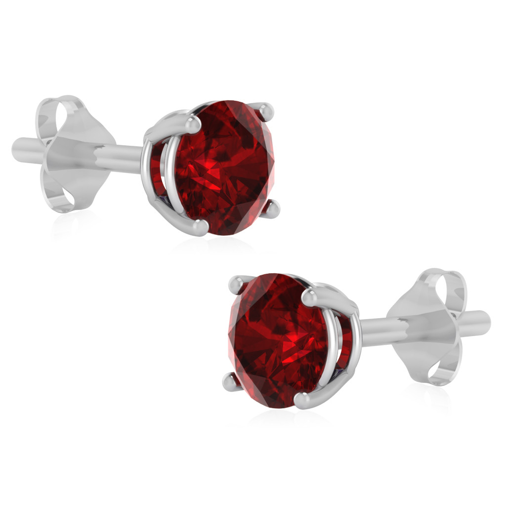 Silver Ruby Earrings