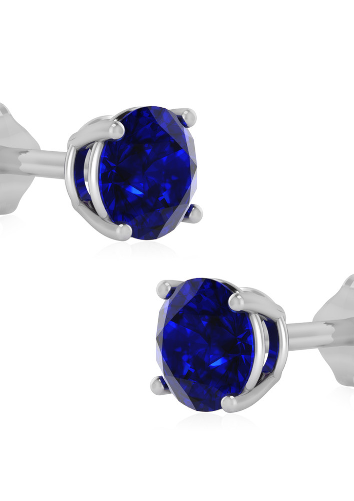 Silver Blue Sapphire Earrings