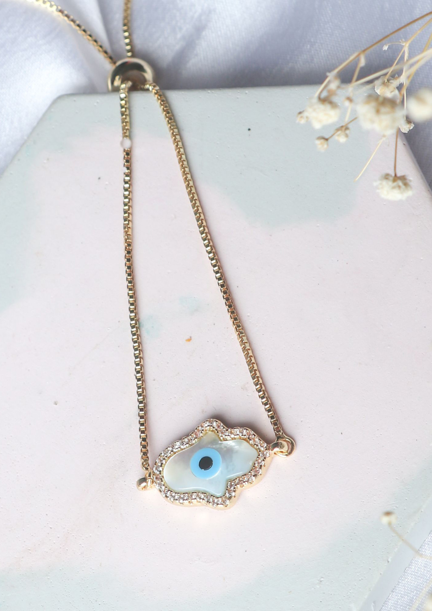 Women's Gold Plated Sterling Silver Blue Opal Hamsa Bracelet - Yael – Eye  Candy Los Angeles