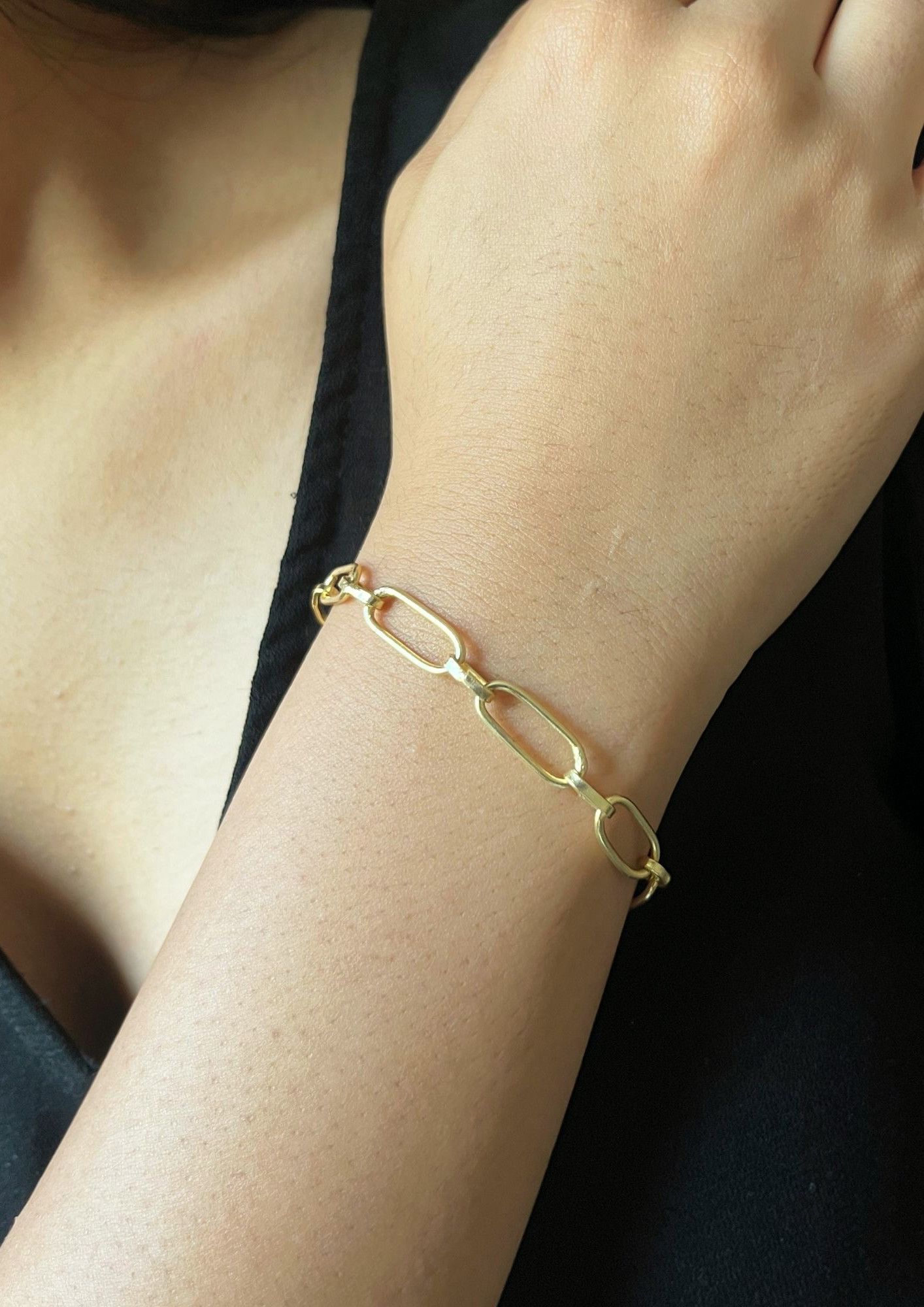 Paper Clip Chain Bracelet - Gold Plated