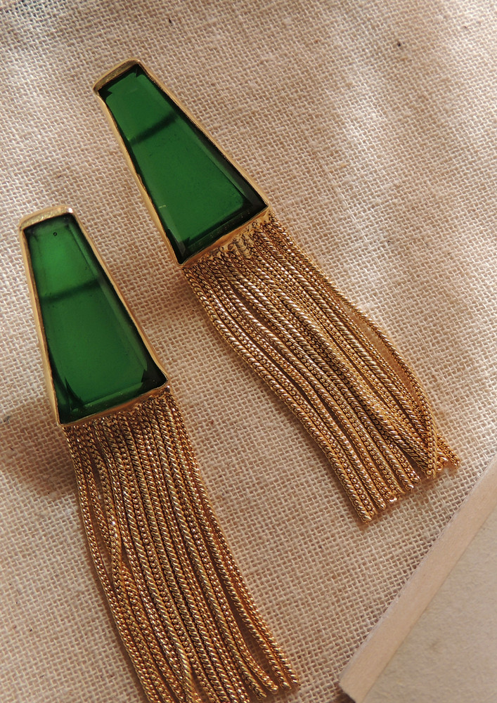 Western Green Transparent Chain Earring