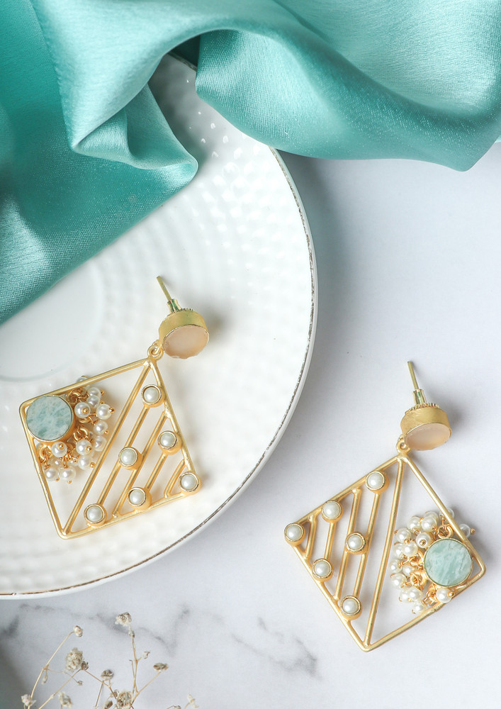 Handcrafted Matte Plated Pastel Stone Earring