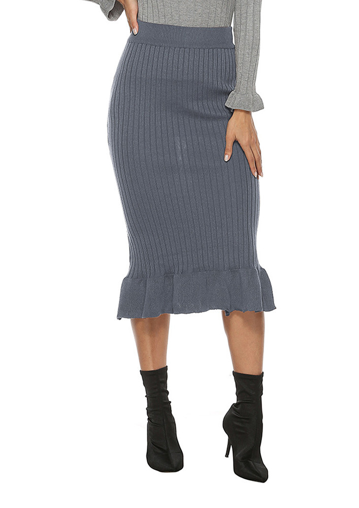Free Size High-rise Grey Pencil Skirt