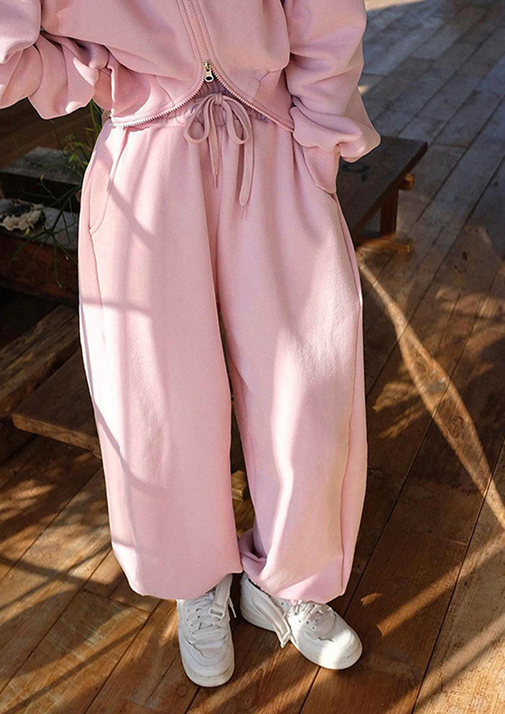CASUAL STRAIGHT PINK HIGH-RISE JOGGERS