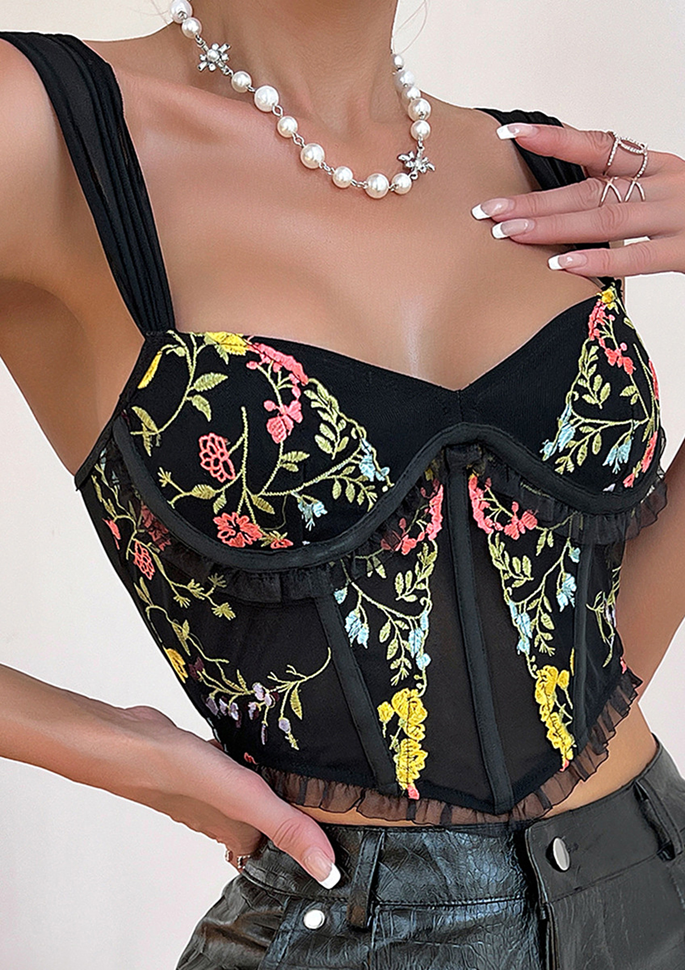 Buy BLACK EMBROIDERY CORSET for Women Online in India