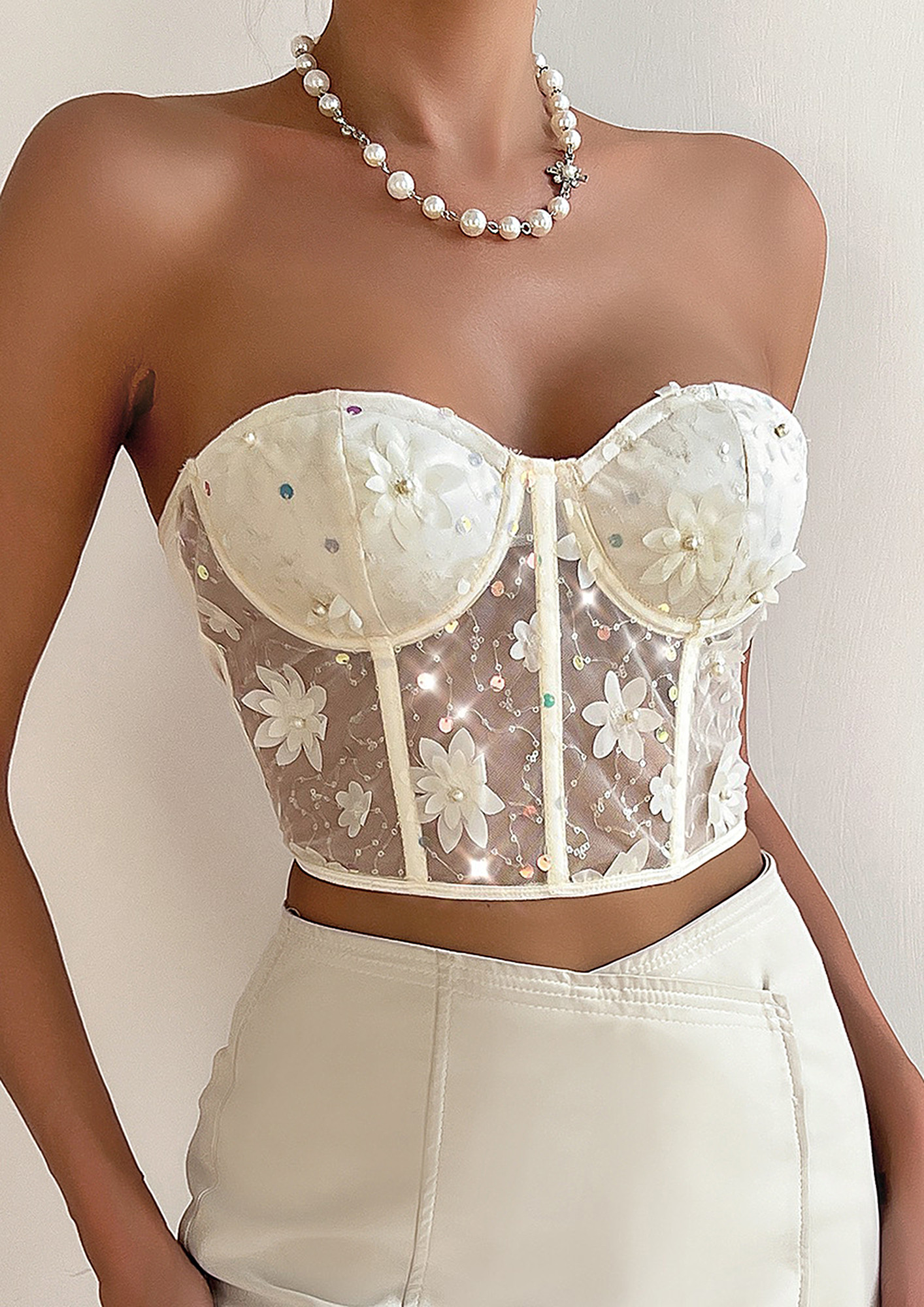 Constant Kisses White Sleeveless Spaghetti Strap V Neck Bustier Ruched –  Indie XO