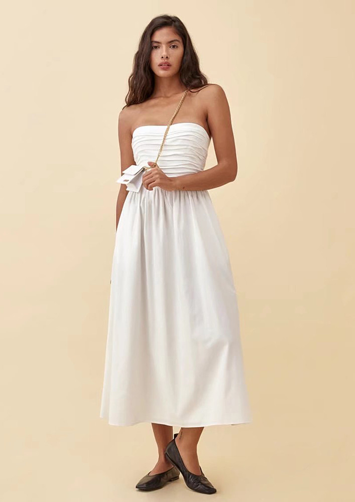 Strappy White A-line Mid-length Dress