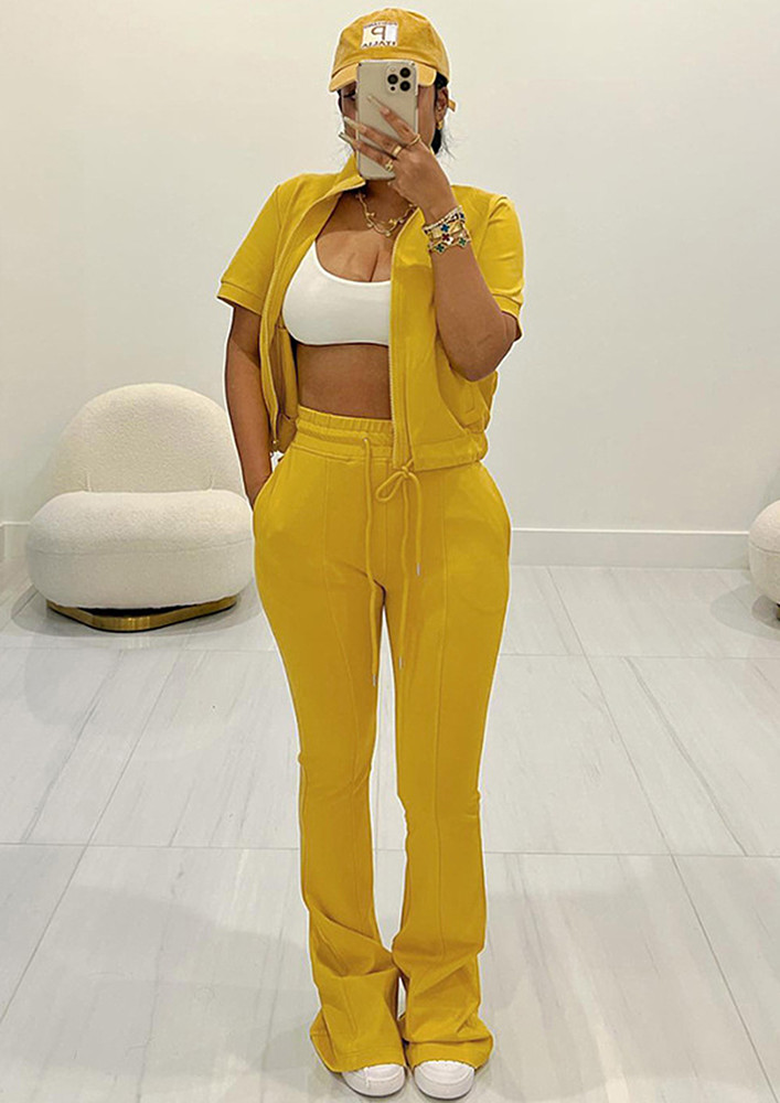 CASUAL HOLIDAY-READY YELLOW LEISURE SET