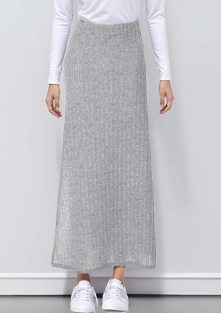High-rise A-line Grey Maxi Skirt