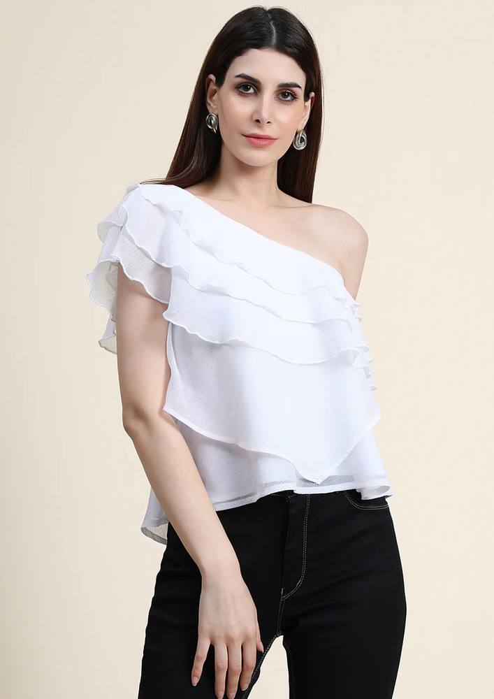 White One Off Shoulder Layered Top