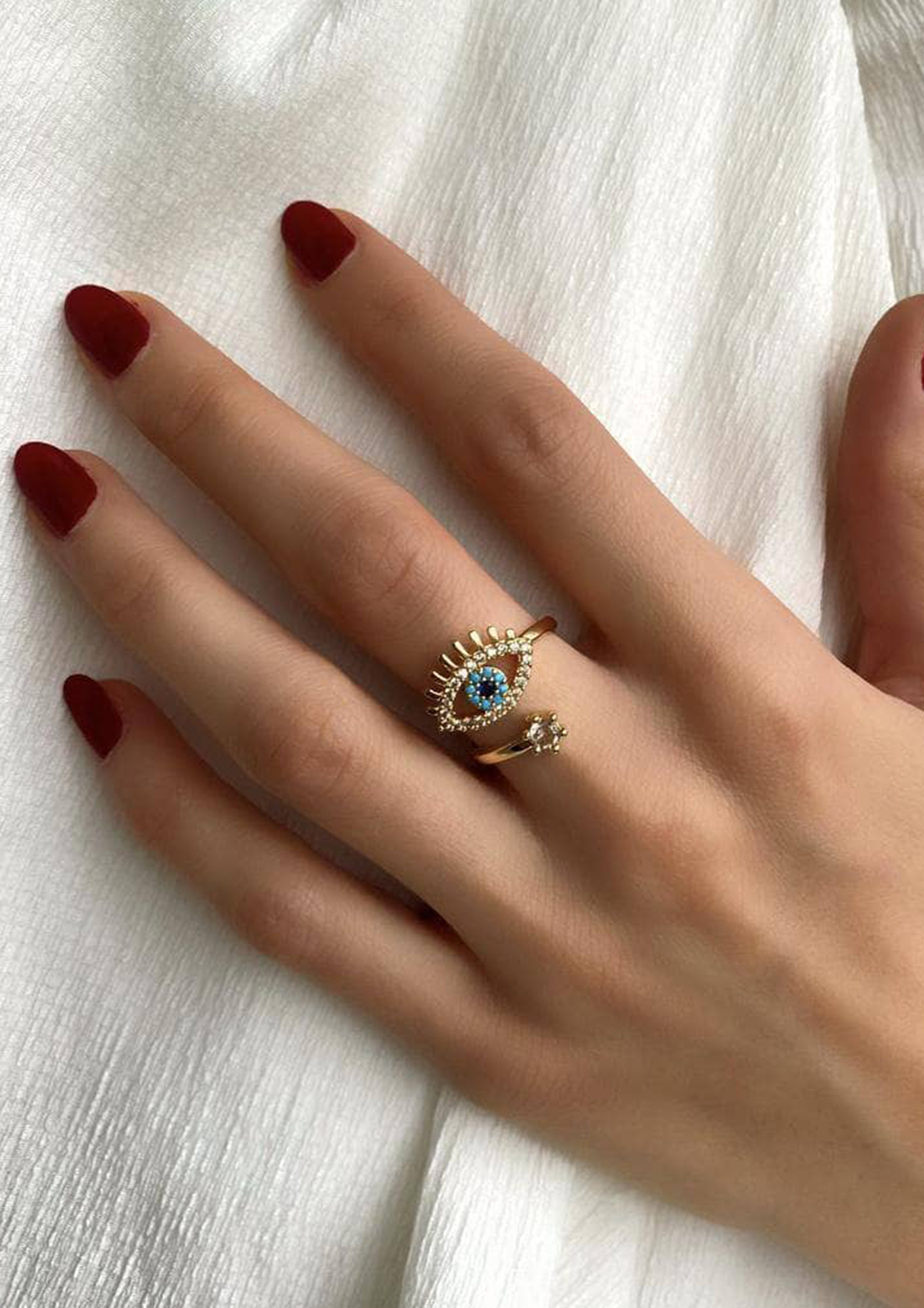 Buy LaBerra Gold Plated Zirconia Evil Eye Ring/Anguthi | Adjustable Size |  Protects Your From Bad Omen | Rings For Girls And Women Online at Best  Prices in India - JioMart.