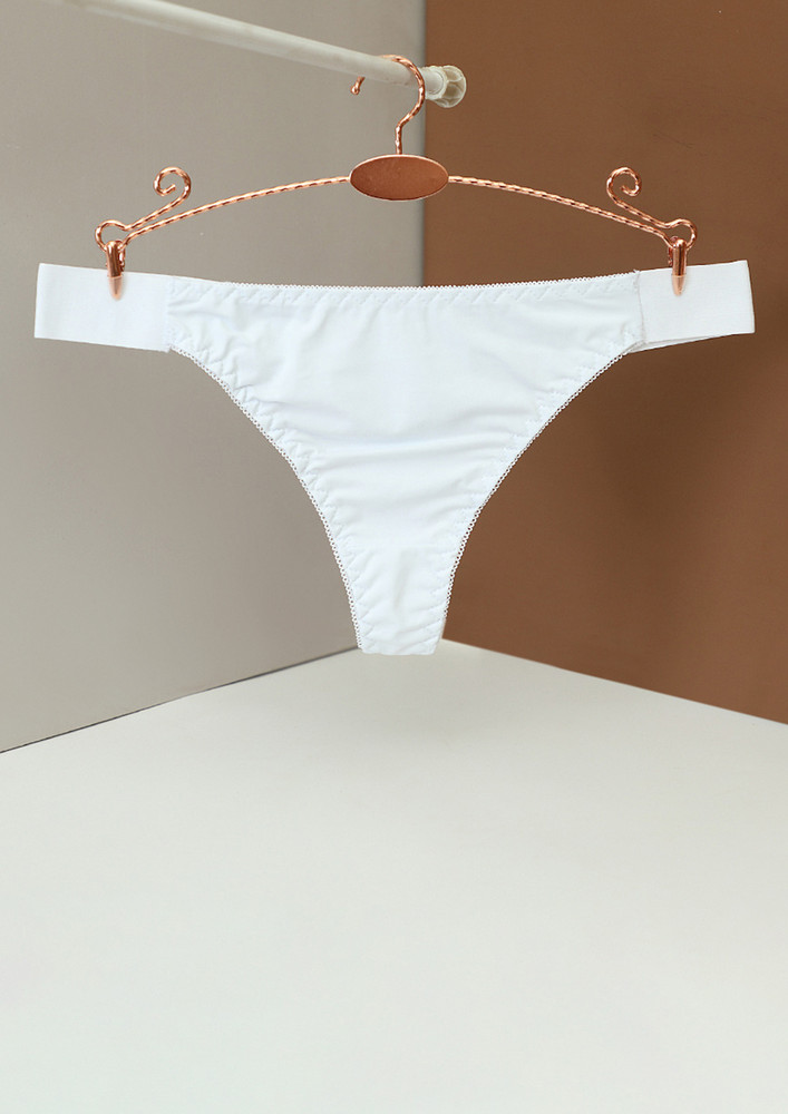 A SOLID WHITE POLYAMIDE THONG BRIEF