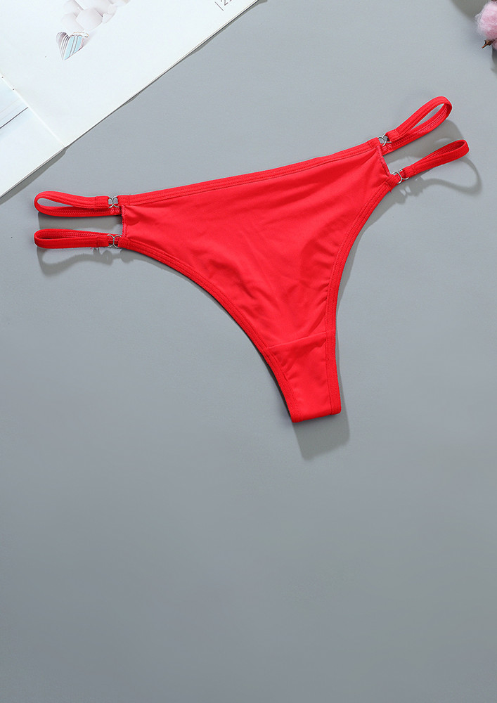 RED THIN-STRAP SOLID THONG BRIEF