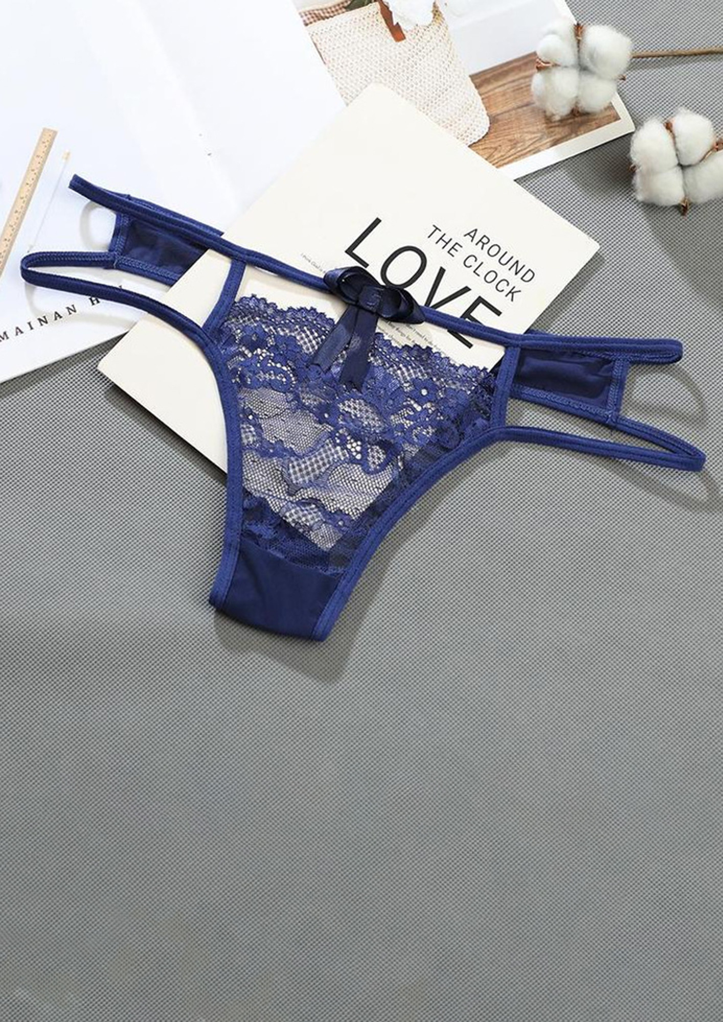 Buy LACY BLUE DETAILED THIN-STRAP THONG for Women Online in India