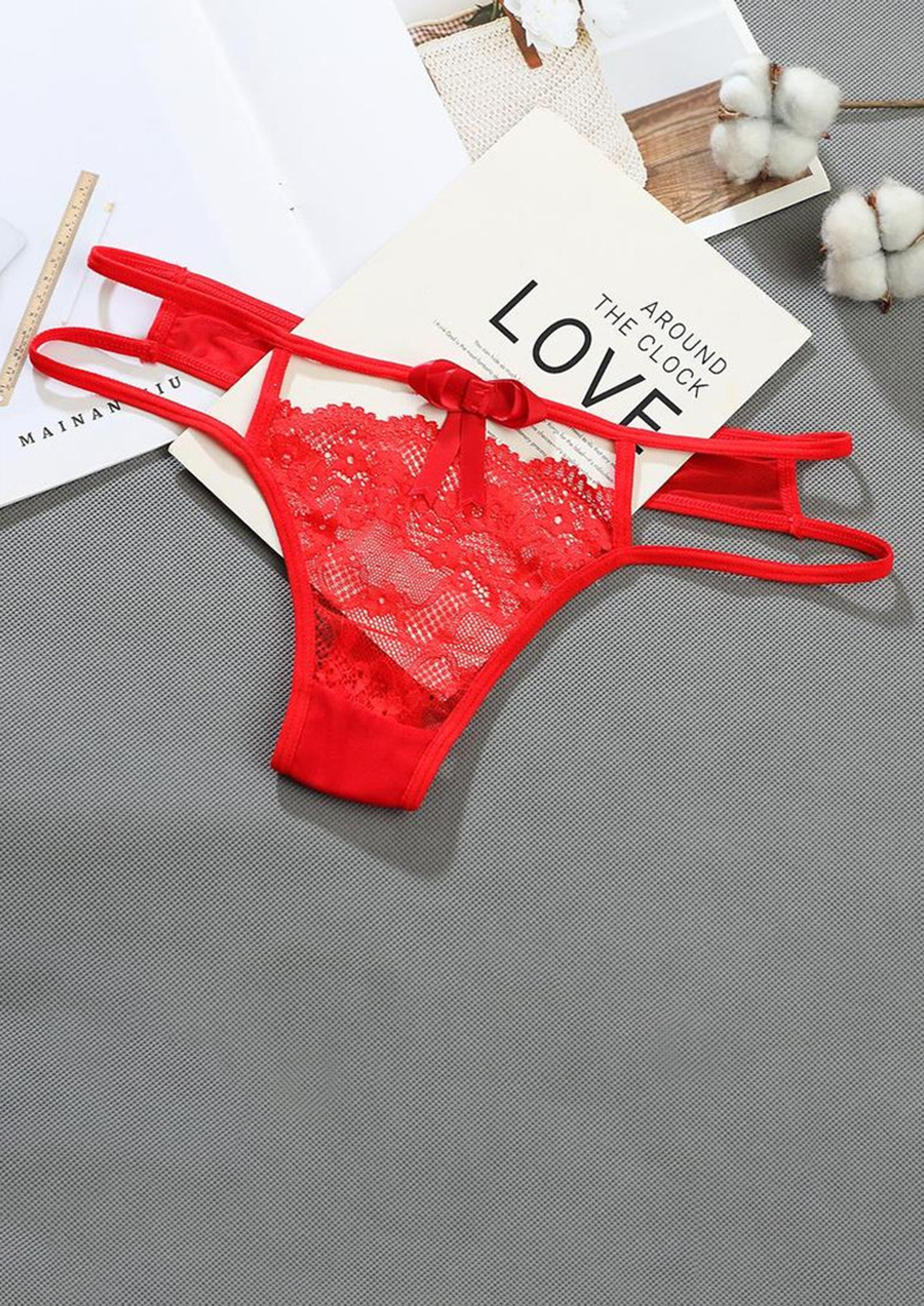 Buy LACY RED DETAILED THIN-STRAP THONG for Women Online in India