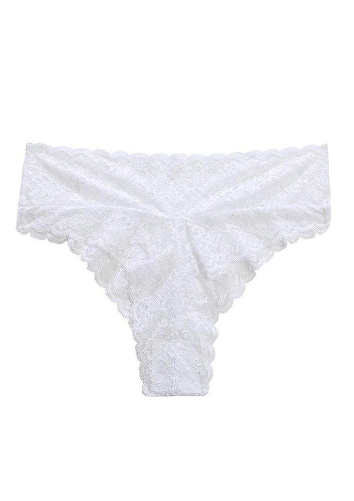 WHITE LACE ETAIL SOLID THONG KNICKER