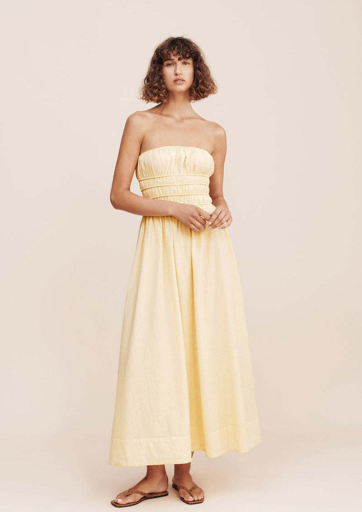 Yellow A-line Summer Bandeau Dress