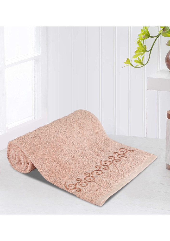 Lush & Beyond Bath Towel Set of 1, 100% Cotton Towel for Men & Women 500 GSM Towel(Peach, Size 26X55 inches)