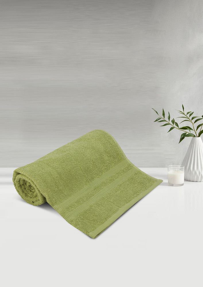 Lush & Beyond Bath Towel Set of 1, 100% Cotton Towel for Men & Women 500 GSM Towel(Light Green, Size 26X55 inches)