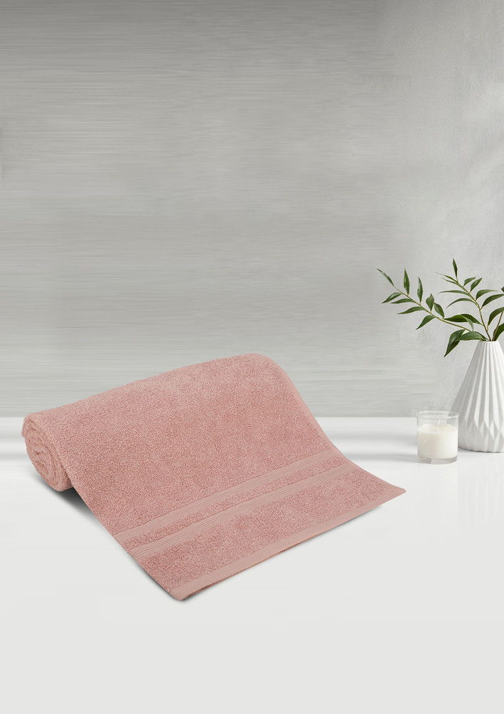 Lush & Beyond Bath Towel Set of 1, 100% Cotton Towel for Men & Women 500 GSM Towel(Peach12, Size 26X55 inches)