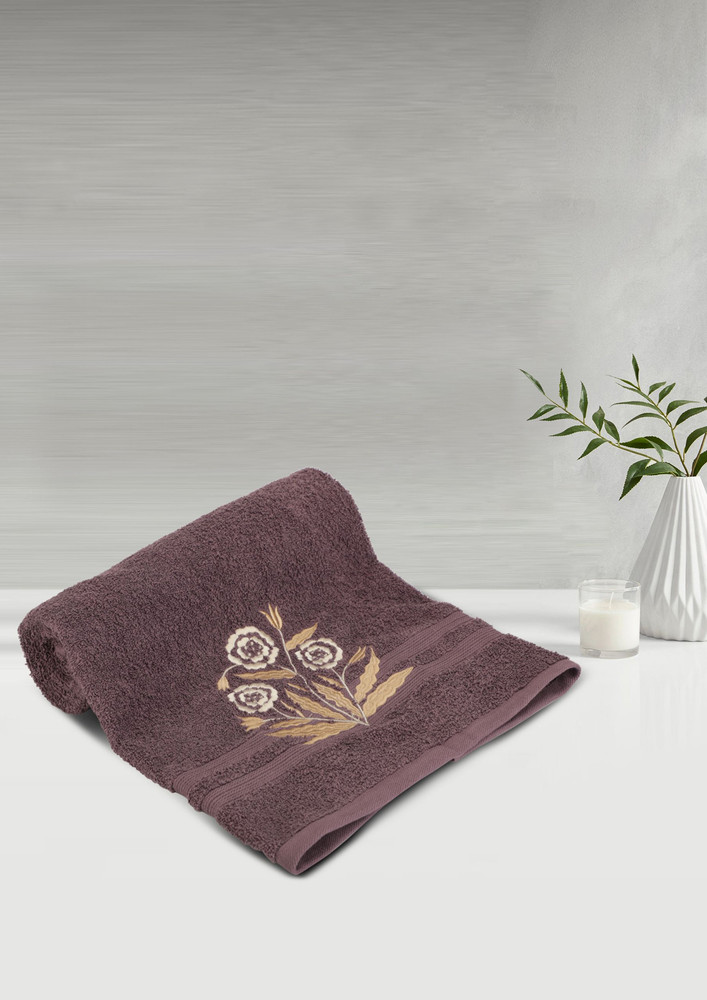 Lush & Beyond Bath Towel Set of 1, 100% Cotton Towel for Men & Women 500 GSM Towel(Purple_Fl, Size 26X55 inches)