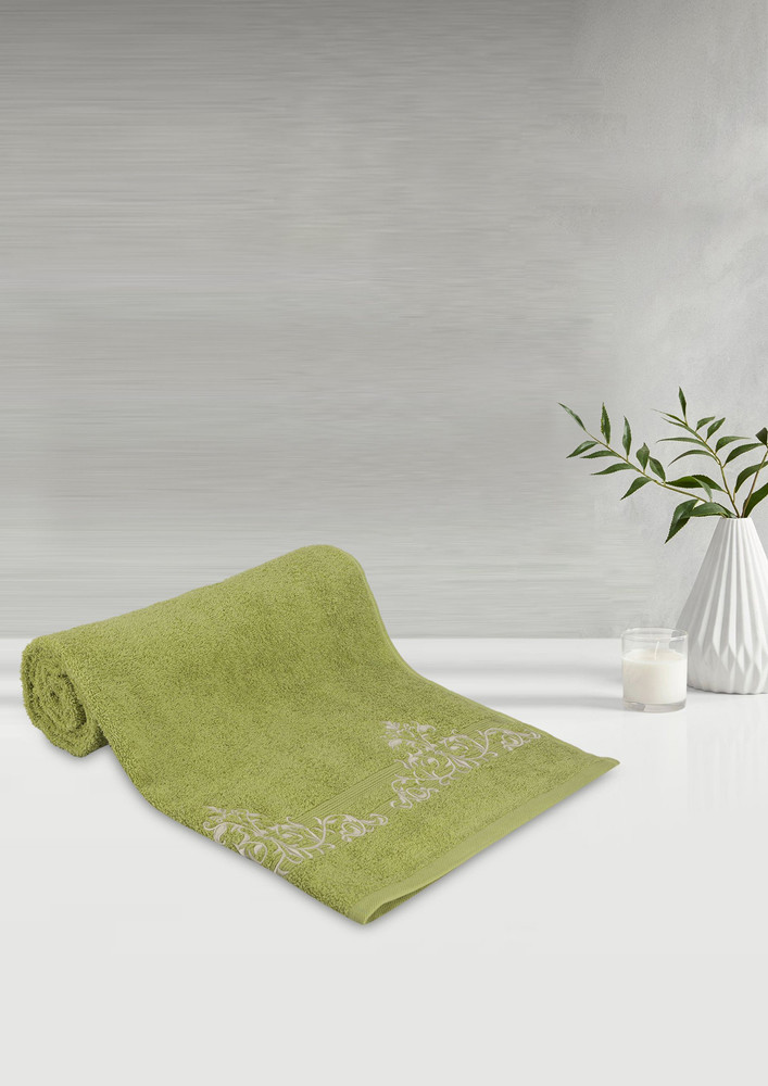 Lush & Beyond Bath Towel Set of 1, 100% Cotton Towel for Men & Women 500 GSM Towel(Light Green Vd, Size 26X55 inches)