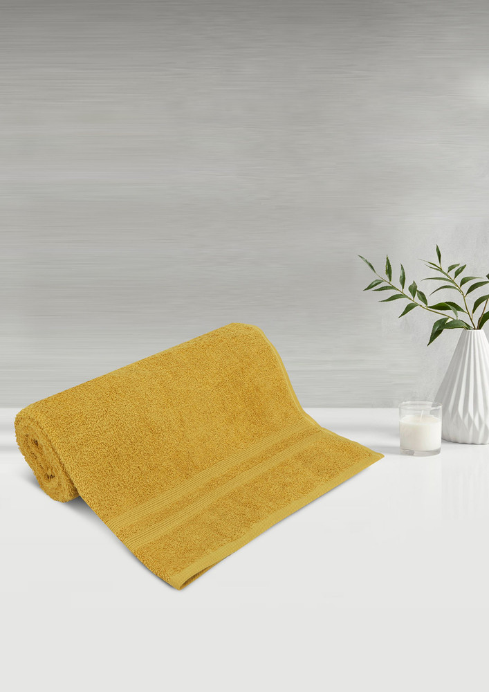 Lush & Beyond Bath Towel Set of 1, 100% Cotton Towel for Men & Women 500 GSM Towel(Yellow 46, Size 26X55 inches)