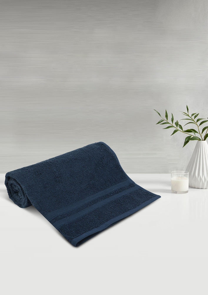 Lush & Beyond Bath Towel Set of 1, 100% Cotton Towel for Men & Women 500 GSM Towel(Blue, Size 26X55 inches)